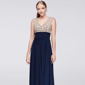 NWT Jeweled Bodice Empire Dress with Cap Sleeves